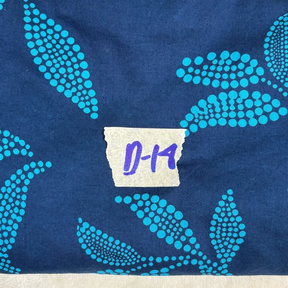 J. Crew Women’s Navy and Aqua Leaf Print Ruffled Sleeveless Top Size M